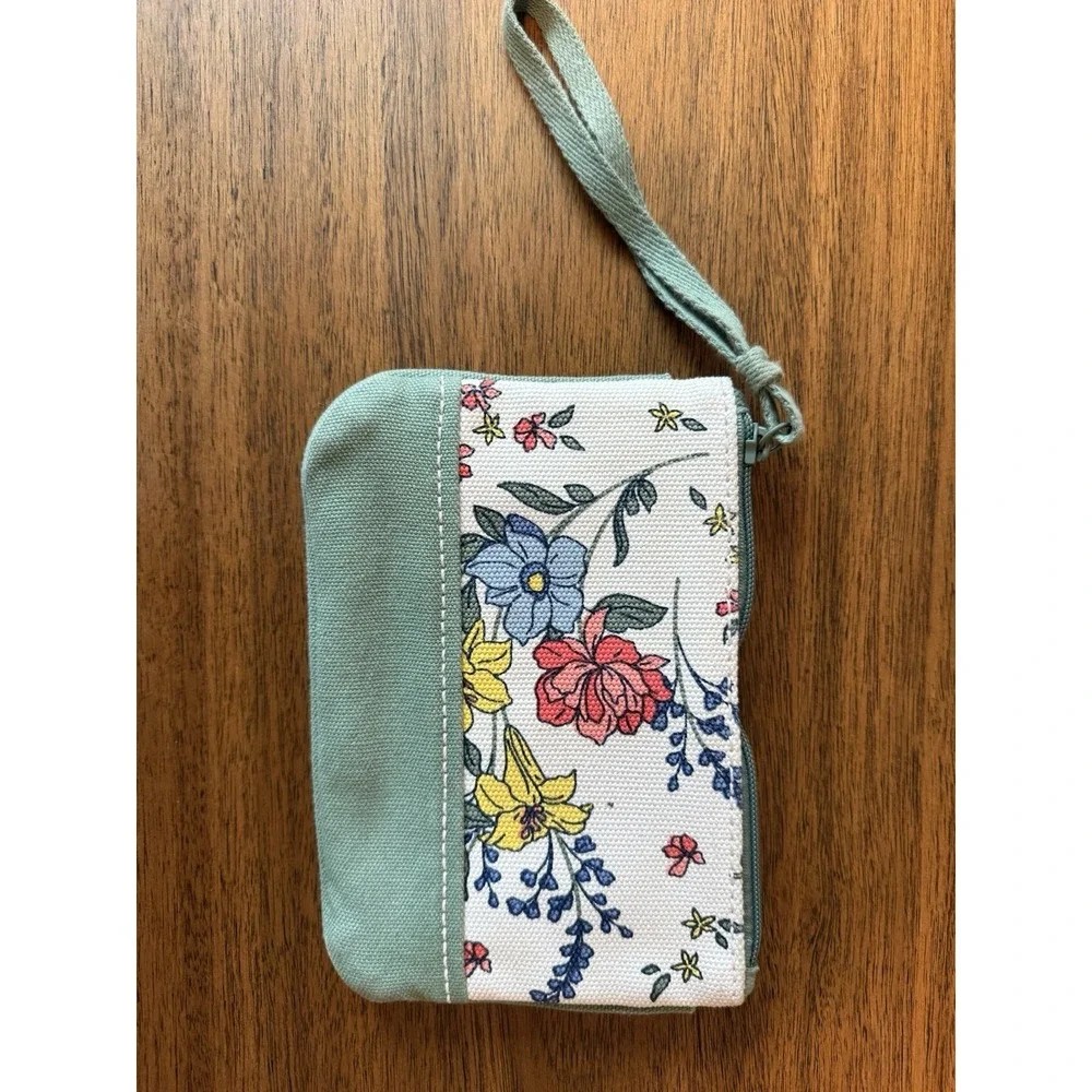 Lands' End Medium Canvas Zipper Pouch Wristlet‎ Floral